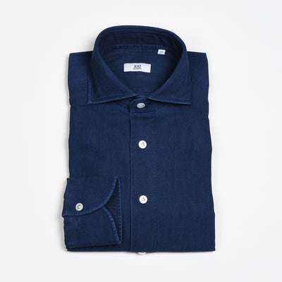 Cutaway Collar Shirt in Indigo Denim