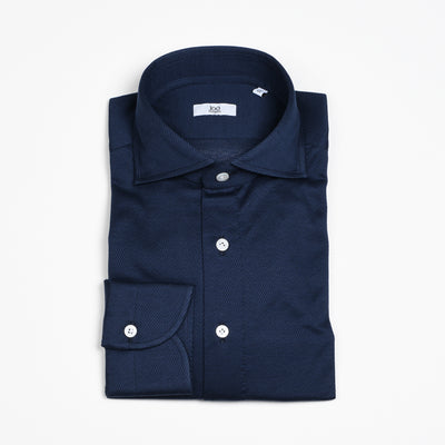 Cutaway Collar Shirt in Navy Pique