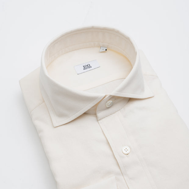 Cutaway Collar Shirt in Off-White Soft Twill