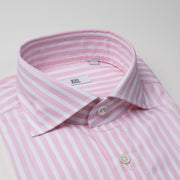 Cutaway Collar Shirt in Pink & White Stripe