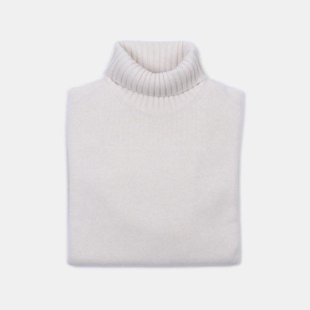 Roll-neck in Wool and Cashmere - Ecru