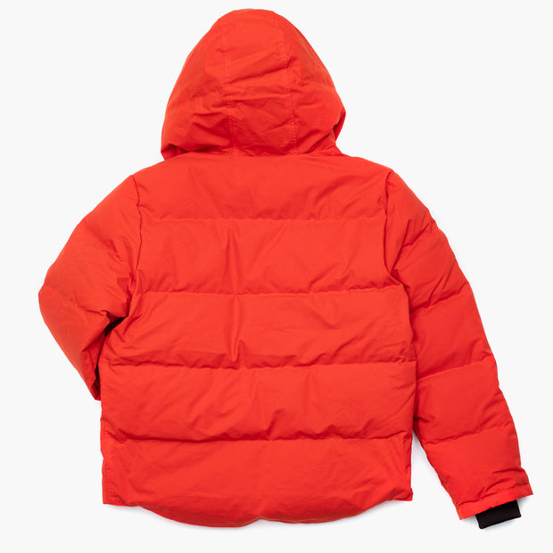 Down Hooded Jacket in Dry Wax Cotton - Orange