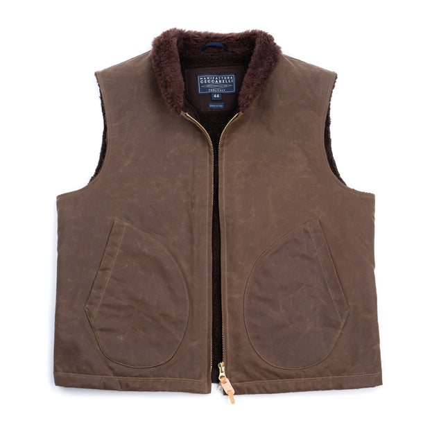 Mountain Gilet in Wax Cotton - Dark Tan