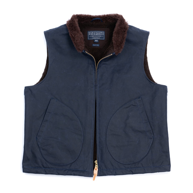 Mountain Gilet in Wax Cotton - Navy