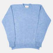 Crewneck Jumper in Brushed Shetland Wool - Pale Blue