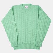 Cableknit Jumper in Shetland Wool - Green