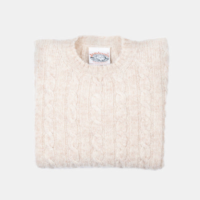 Cableknit Jumper in Shetland Wool - Natural