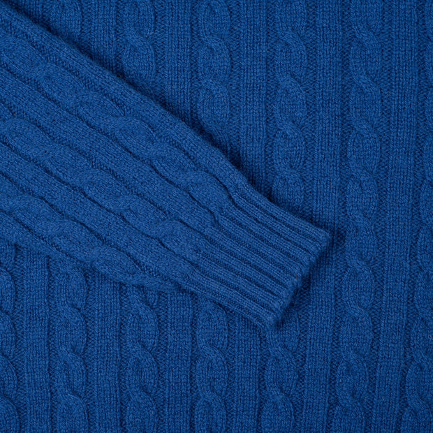 Cableknit Jumper in Shetland Wool - Royal Blue