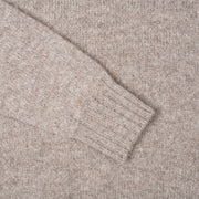 Heavy Crewneck Jumper in Shetland Wool - Beige