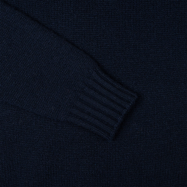 Heavy Crewneck Jumper in Shetland Wool - Navy