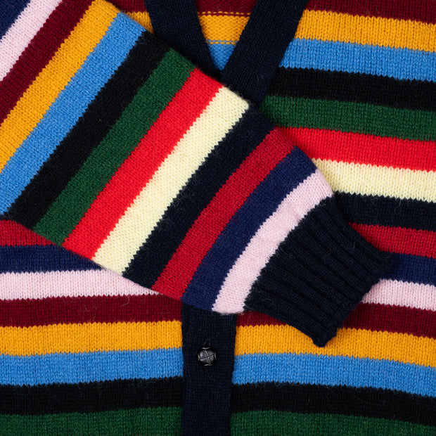 Cardigan in Shetland Wool - Multistripe