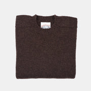 Crewneck Jumper in Shetland Wool - Dark Brown