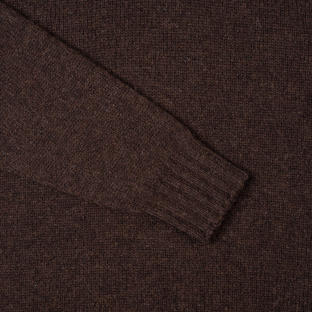 Crewneck Jumper in Shetland Wool - Dark Brown