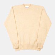 Crewneck Jumper in Brushed Shetland Wool - Burnt Yellow