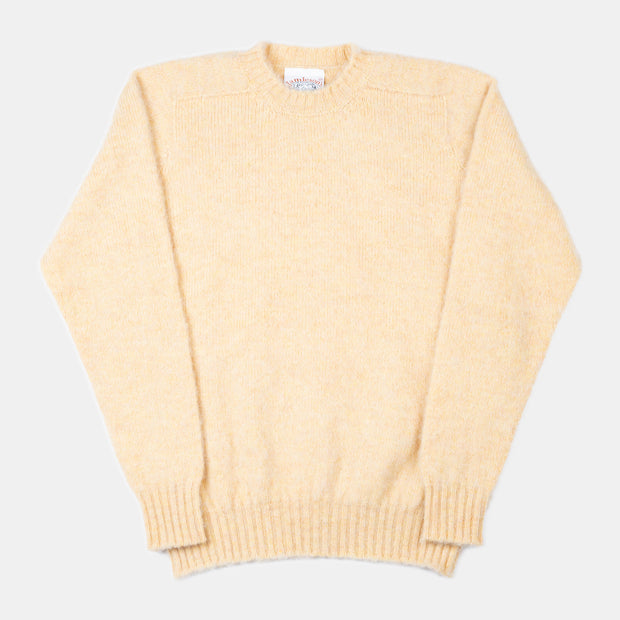 Crewneck Jumper in Brushed Shetland Wool - Burnt Yellow