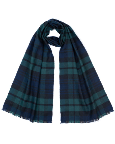 Tartan Brushed Merino Scarf in Black Watch