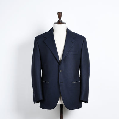 Single Breasted Blazer in Wool - Navy