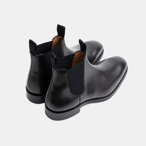 Chatsworth Chelsea Boot in Waxed Calf - Black