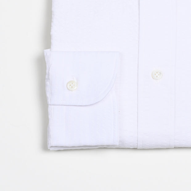 Button-down In Cotton Seersucker - Off White