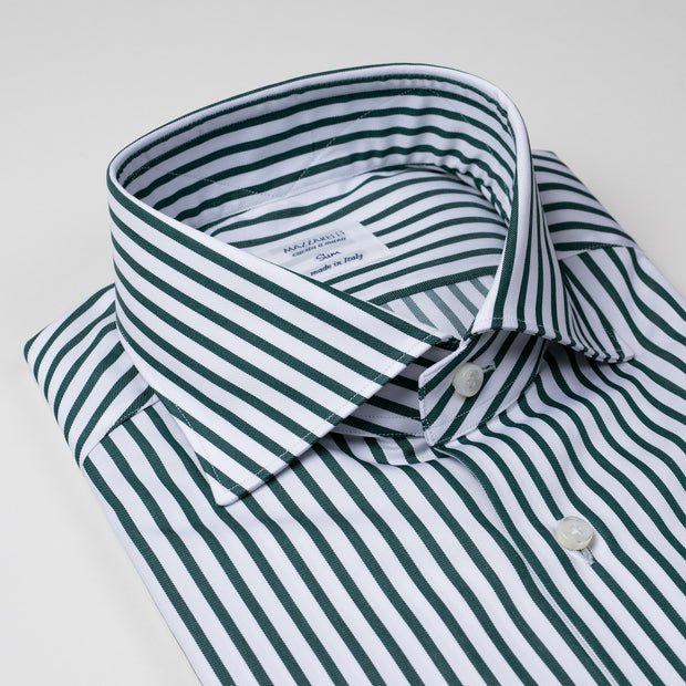 Dress Shirt in Green Stripe Twill