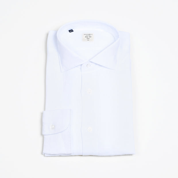 Cutaway Collar Shirt in Linen - White