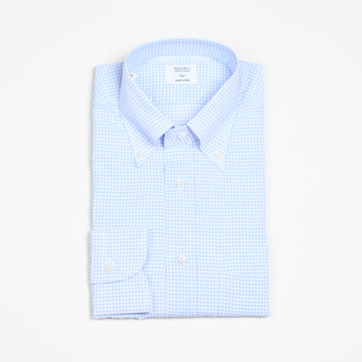 Button-down in Cotton Gingham - Light blue/White