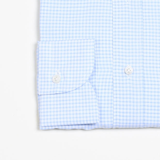 Button-down in Cotton Gingham - Light blue/White