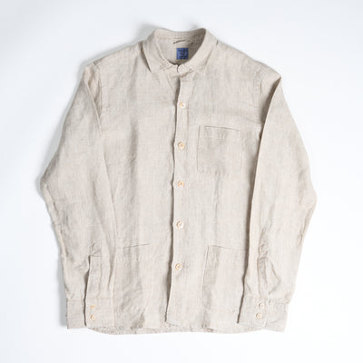 Shirt Jacket in Undyed Linen - Natural