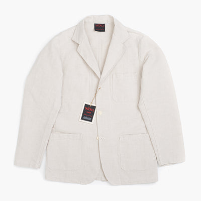 Blazer in Ecru Cotton Linen Hopsack