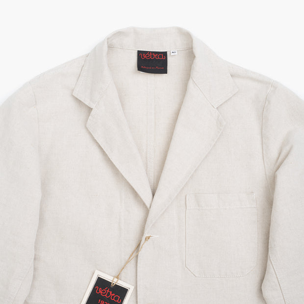 Blazer in Ecru Cotton Linen Hopsack