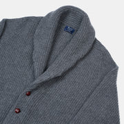 Shawl Collar Cardigan in Geelong Lambswool - Cliff Grey