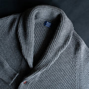 Shawl Collar Cardigan in Geelong Lambswool - Cliff Grey